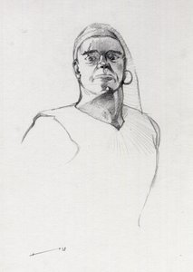 Retrato de pirata (corsario) o busto de marinero. Dibujo de Alessandro Lonati