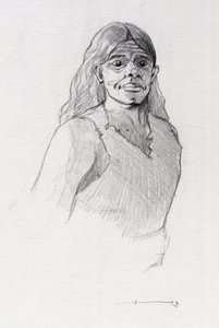 Retrato de pirata (corsario) o busto de marinero. Dibujo de Alessandro Lonati. de Alessandro Lonati