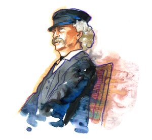 Retrato del escritor estadounidense Mark Twain (1835-1910) de Alessandro Lonati