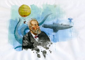 Retrato del escritor francés Julio Verne (1828-1905) (Retrato del escritor francés Julio Verne) Ilustración de Alessandro Lonati