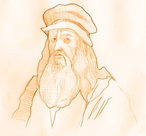 Retrato del artista y científico italiano Leonardo da Vinci (1452-1519) (Retrato del polímata italiano Leonardo da Vinci)
