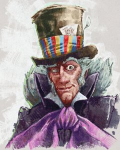 Retrato del sombrerero loco (ilustración) de Alessandro Lonati