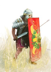 Legión romana - Legionario romano - Antigüedad romana: representación de legionario romano - Dibujo de Alessandro Lonati
