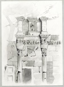 Ruinas de la época romana en Roma, Foro (foro romano) Dibujo de Alessandro Lonati.