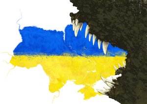 Rusia ataca a Ucrania para comérsela, 2022 (ilustración) de Alessandro Lonati