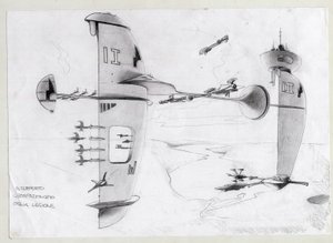 Ilustración de ciencia ficción: base espacial en el universo con naves. Dibujo de Alessandro Lonati de Alessandro Lonati