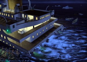 Vista del transatlántico Titanic en el momento del hundimiento, los días 14 y 15 de abril de 1912. Ilustración de Alesandro Lonati. 2010 de Alessandro Lonati