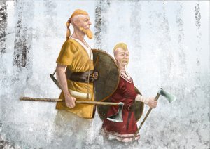 Vikingos en el bosque de niebla