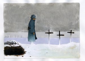 Primera Guerra Mundial: un soldado francés en una tumba de guerra mirando las cruces de Alessandro Lonati