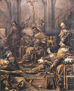 Monjas hilando y bordando, por Alessandro Magnasco, conocido como Lissandrino (1667-1749) de Alessandro Magnasco