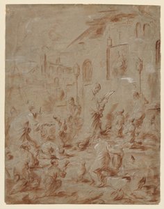 Fieles en un santuario callejero, 1730-40