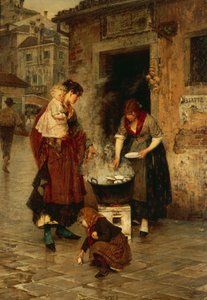 Vendedor de almejas en Venecia, por Alessandro Milesi (1856-1945) de Alessandro Milesi