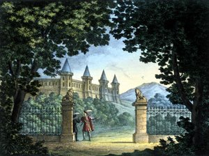 Escenografía de Sanquirico para la ópera “Anna Bolena” de Gaetano Donizetti. Teatro Carcano, Milán