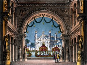 Escenografía de Sanquirico para la ópera “La straniera” (La extranjera) de Vincenzo Bellini de Alessandro Sanquirico