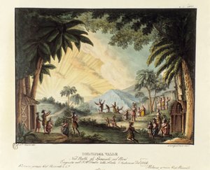 Vista de un valle delicioso en la época de la conquista del Nuevo Mundo por los españoles Escenografía para el ballet “Gli spagnoli nel Peru” del coreógrafo italiano Giovanni Galzerani (1828) de Alessandro Sanquirico
