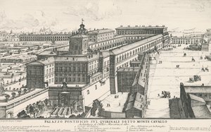 Palacio del Papa en la colina del Quirinal, también conocido como Monte Cavallo, dibujo y grabado de Alessandro Specchi (1668-1729), Italia