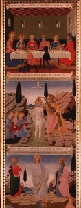 Escenas de La Última Cena, El Bautismo de Cristo y La Ascensión, panel dos del Tesoro de Plata de la Santissima Annunziata, c.1450-53 (temple sobre tabla) de Alessio Baldovinetti
