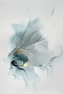 Remolino dorado y verde azulado