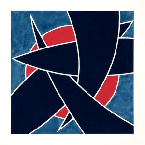 Puntos sobre círculo, 2023 (esmalte sobre cartulina) de Alex Dunn