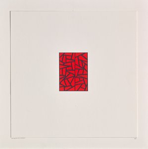 Red Bits on White, 2021 (esmalte sobre cartulina)