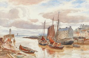Puerto de Pittenweem ( lápiz y acuarela) de Alexander Ballingall