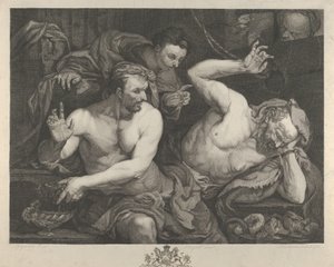José interpretando los sueños del jefe de los coperos y el jefe de los panaderos del faraón, 1766 de Alexander Bannerman