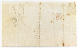 Un boceto, posiblemente de parte de una canoa, de 