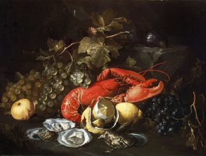 Bodegón con langosta y ostras