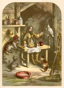 Robinson Crusoe cenando con su pequeña familia de Alexander Francis Lydon
