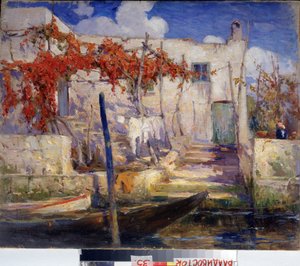 El paisaje. Paisaje. En el Sur. Pintura de Alexander Fyodorovich Gaush (1873-1947), óleo sobre lienzo, arte ruso, principios del siglo XX. Galería Estatal de Arte de Primorsk, Vladivostok (Rusia).