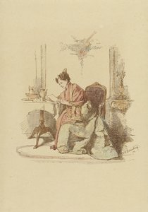 Mujer leyendo una carta en una mesa