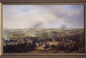 La Batalla de las Naciones en Leipzig (Alemania) en octubre de 1813. (o Batalla de Leipzig, episodio de la tercera coalición, campaña alemana de las guerras napoleónicas). Pintura de Alexander Sauerweid (1783-1844), óleo sobre lienzo. Arte alemán del siglo