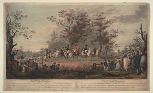 Príncipe Regente, Guillermo III de Prusia, Alejandro I, General Blücher y Hetman Platov revisan tropas