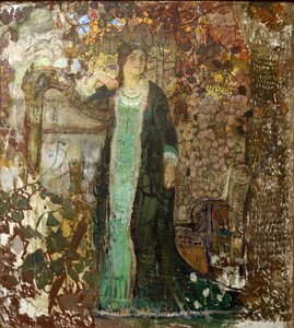 Arpista. Retrato de Tatiana Sergeevna Bartseva (1886-1984) par Savinov, Alexander Ivanovich (1881-1942)