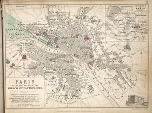 Mapa de París al estallar la Revolución Francesa, 1789, publicado por William Blackwood and Sons, Edimburgo y Londres, 1848