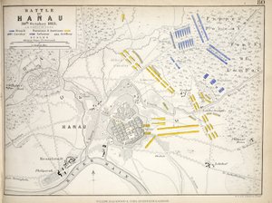 Mapa de la Batalla de Hanau, publicado por William Blackwood and Sons, Edimburgo y Londres, 1848