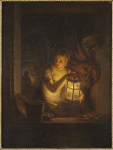 Una mujer con una linterna, 1818 de Alexander Lauréus