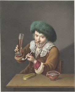 Hombre sentado con vaso y pipa de Alexander Liernur