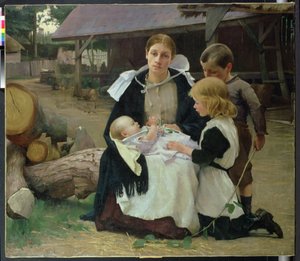 El nuevo bebé, c.1886-88 de Alexander Mann