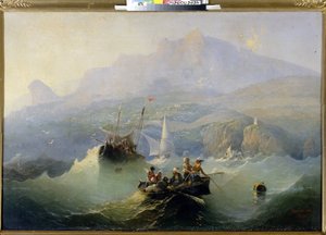 Les contrebandiers (Los contrabandistas). Pintura de Alexander Matveyevich Dorogov (1819-1850), papel sobre papel de Alexander Matveyevich Dorogov
