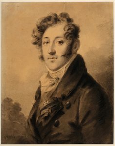 Portrait de Konstantin Yakovlevich Boulgakov (1782-1835) - Oeuvre de Alexander (Alexandre) Molinari (1772-1831), Sanguine et craies sur papier, vers 1800, 28x22,3 cm - (Retrato de Konstantin Yakovlevich Bulgakov, Sanguine, tiza negra y color blanco sobre