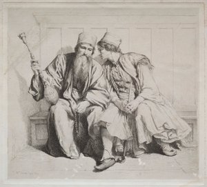 Young Greek Man in Conversation with a Priest de Alexander Munro