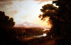 Paisaje italianizado con campesinos bailando de Alexander Nasmyth