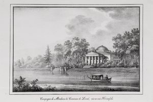 Casa de verano de la condesa de Laval en la serie de la isla Aptekarsky, 1820s de Alexander Pluchart