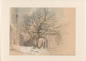 Corte del monasterio de San Antonio en Maastricht, en invierno de Alexander Schaepkens