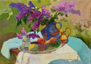 Naturaleza muerta con lilas al sol de Alexander Shandor