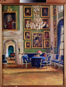 En una sala de recepción - Obra de Alexander Valentinovich Sredin (Sredine) (1872-1934), óleo sobre tabla - Arte ruso, finales del siglo XIX-principios del XX, modernismo - A Pushkin Memorial Museum, San Petersburgo de Alexander Sredin