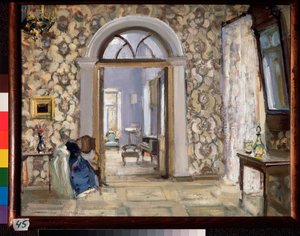 La sala de recepción de la mansión Obninsky de Belkino - Obra de Alexander Valentinovich Sredin (Sredine) (1872-1934), óleo sobre tabla - Arte ruso, finales del siglo XIX-principios del XX, modernismo - Estado de Alexander Sredin
