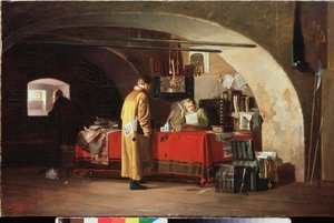 Una oficina en Moscovia - Pintura de Alexander Stepanovich Yanov (1857-1918), óleo sobre lienzo de Alexander Stepanovich Yanov
