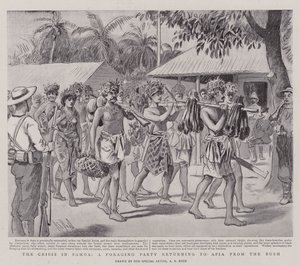 La crisis en Samoa, una partida de forraje regresando a Apia desde el monte de Alexander Stuart Boyd